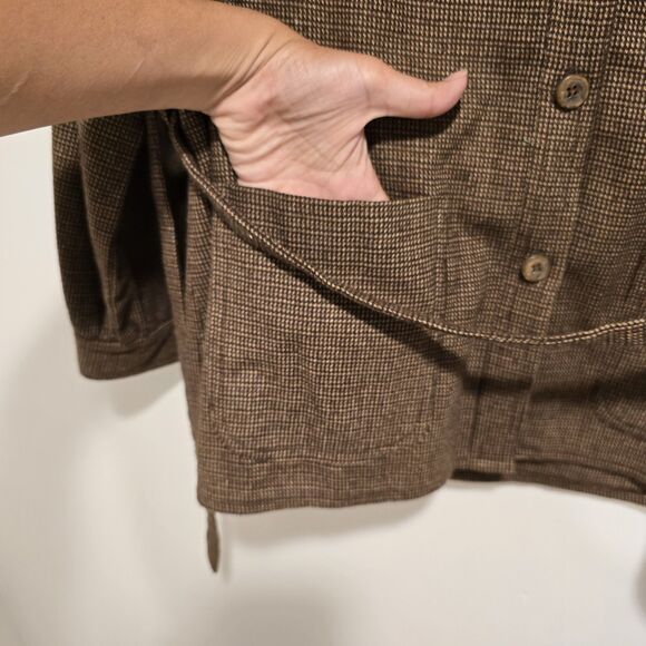 True Vintage 70s Palena Jacket Shacket Wool Blend Button Up Large Womens Brown - Picture 3 of 10